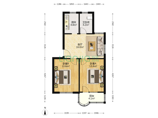 梅花新村(花木) 2室1厅1卫 72平方