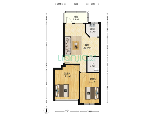 庆宁路 2室1厅1卫 76平方