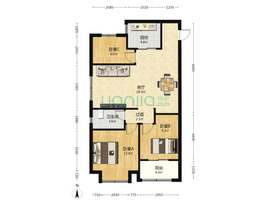 泽信云樾天著 3室1厅1卫 99平方