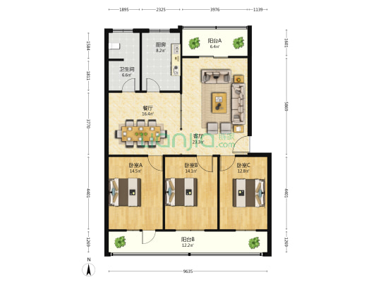 河北省水利物资供应站家属院 3室2厅1卫 141平方