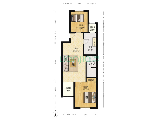 友谊社区 2室1厅1卫 81平方