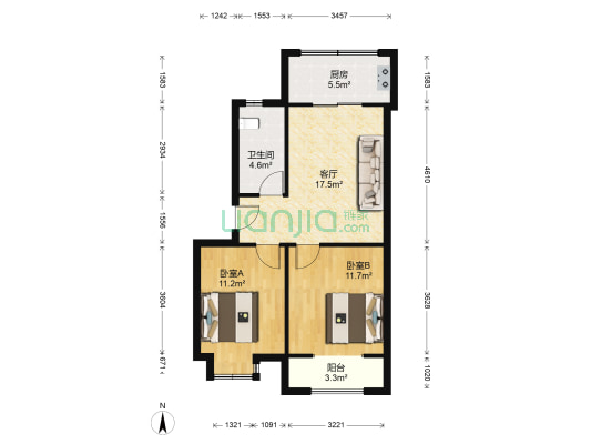 泰丰花园 2室1厅1卫 76平方