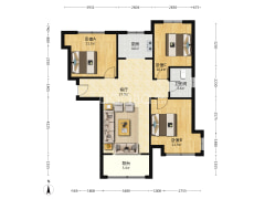 南北通透三居室，户型方正，中间楼层采光充足-涿州鹏渤印象城牛津花园户型图
