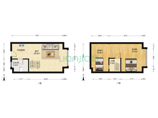 长河商厦 2室1厅1卫 52平方