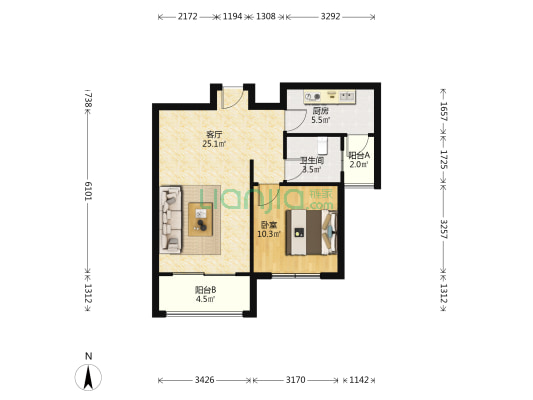 景栊湾 1室1厅1卫 63平方