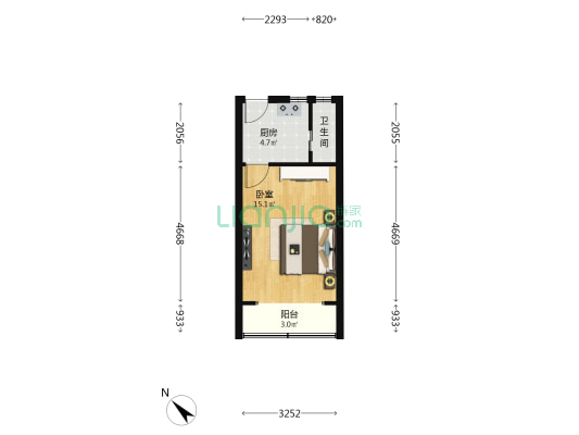 宝通路322弄 1室0厅1卫 31平方