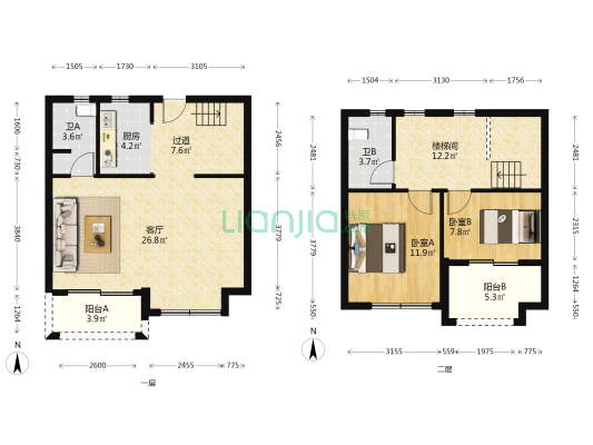 福星惠誉江山语 2室1厅2卫 105平方