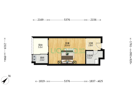 京仕广场 1室0厅1卫 47平方