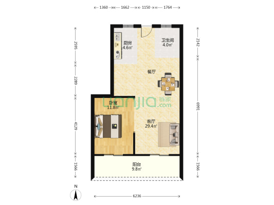 禹洲金辉里二区 1室1厅1卫 64平方