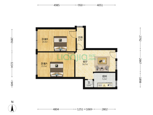 华苑大街 2室1厅1卫 72平方