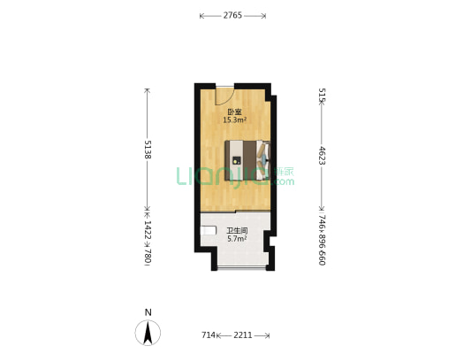 玲珑大厦 1室0厅1卫 34平方