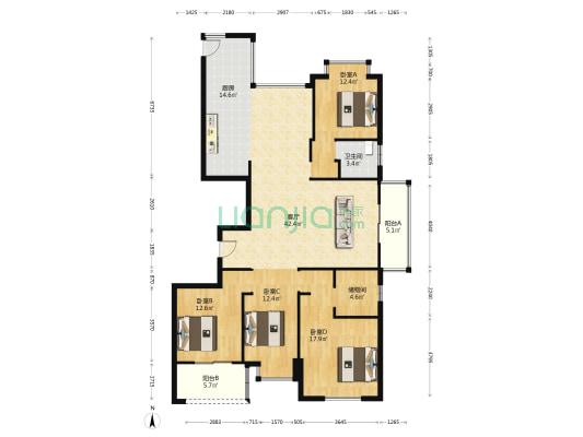 紫东锦园 4室1厅1卫 160平方