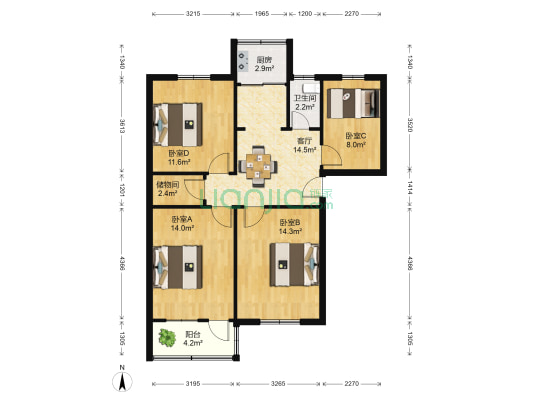 双井巷 4室1厅1卫 87平方