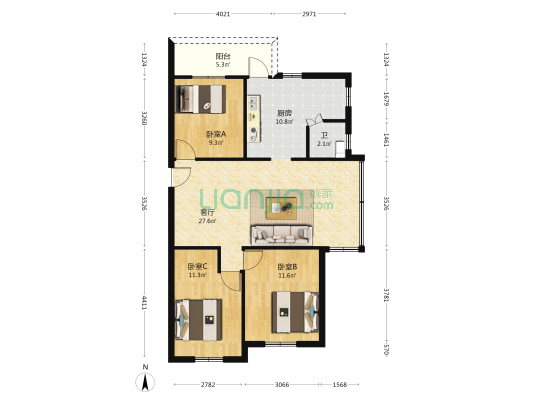 童乐路 3室1厅1卫 91平方