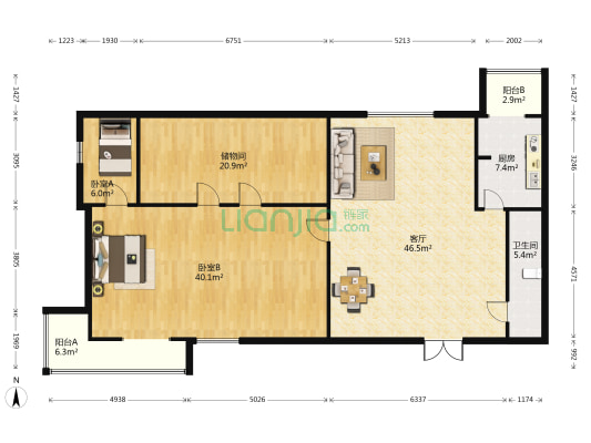 华宇国际 2室1厅1卫 185平方