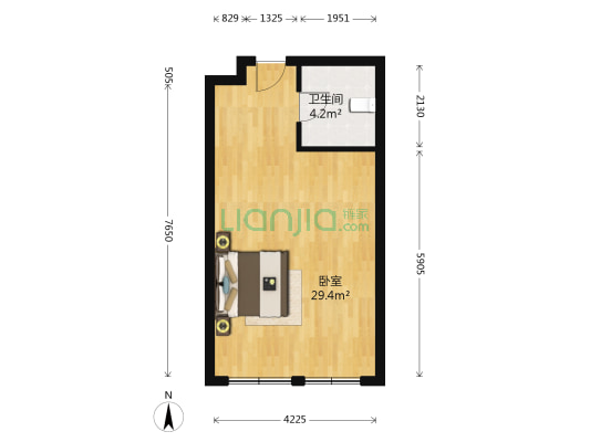 上和置地 1室0厅1卫 58平方