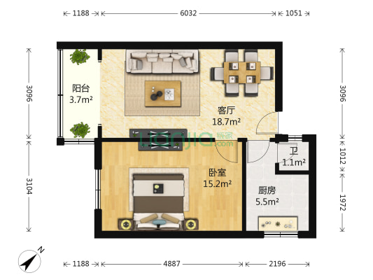 上池正街39号 1室1厅1卫 53平方