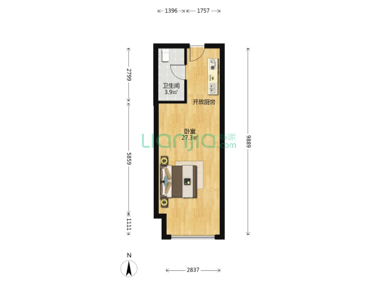 湘江峯汇 1室0厅1卫 47平方