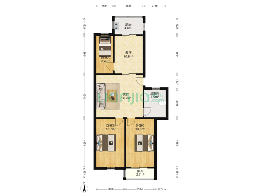 宏伟家园 3室2厅1卫 100平方