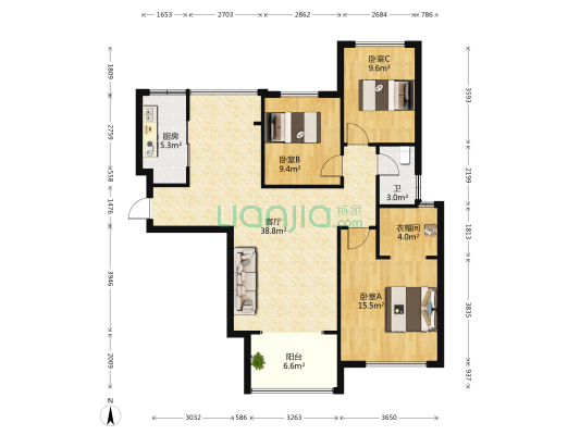 国泰九龙湾 3室1厅1卫 105平方