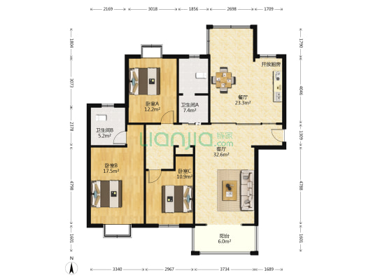 驸马山庄三期 3室2厅2卫 154平方
