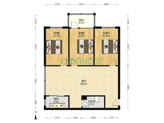 海事局宿舍 3室1厅1卫 99平方