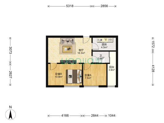 中铁仁禾广场 2室1厅1卫 59平方