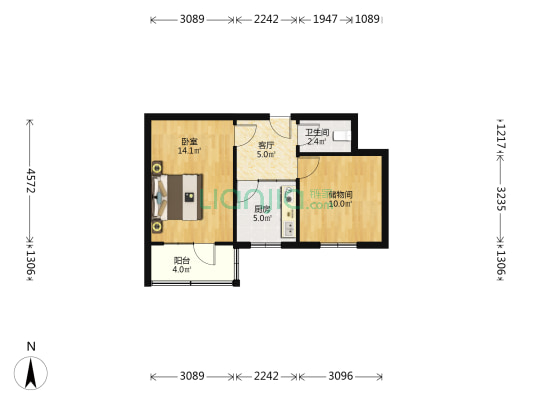 尚爱路20号 1室1厅1卫 41平方