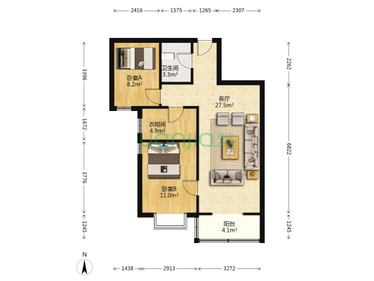 水岸花城，一线河景美宅，标准现房，即买即住-户型图