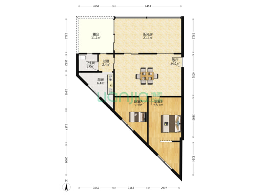 桐城南路430号培训中心综合楼 2室1厅1卫 77平方