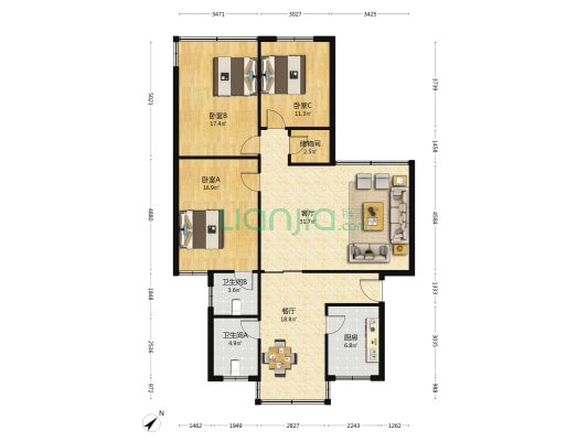 兴胜路2号 3室2厅2卫 139平方