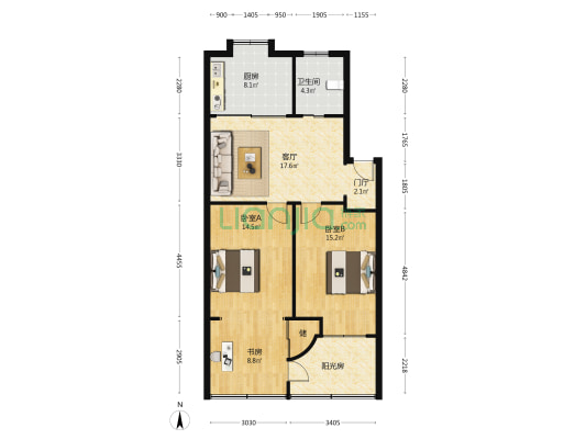 沁园新村五星小区东区 3室1厅1卫 81平方