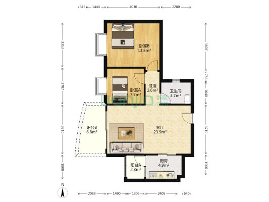 金穗东苑 2室1厅1卫 86平方