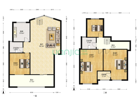 岳阳市总工会家属院 4室2厅2卫 200平方
