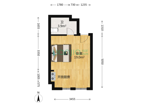 逸景阳光 1室0厅1卫 35平方