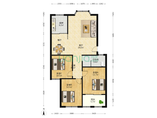 绣阳二区 3室1厅1卫 111平方