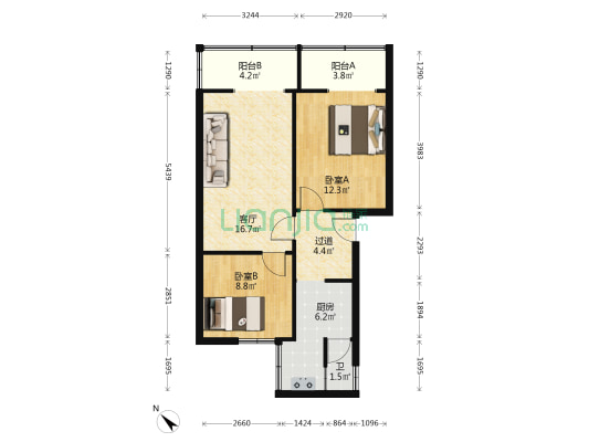 马蹄街 2室1厅1卫 70平方
