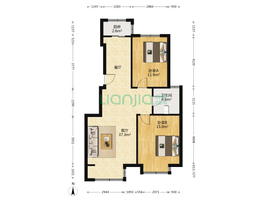 发展北里 2室1厅1卫 101平方
