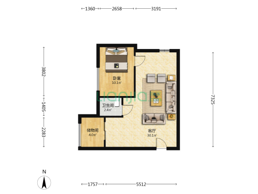 时代广场 1室1厅1卫 71平方