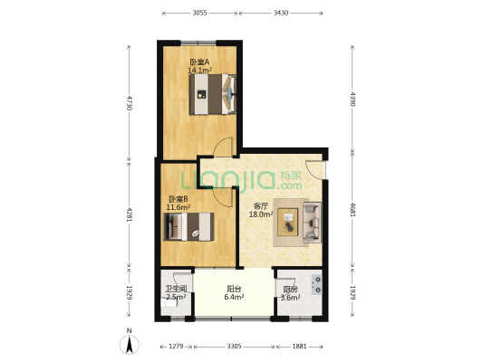 金沙路西巷19号 2室1厅1卫 64平方