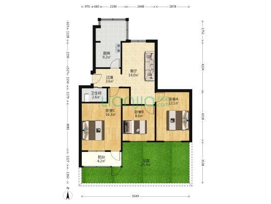 庆丰街44号院 3室1厅1卫 84平方
