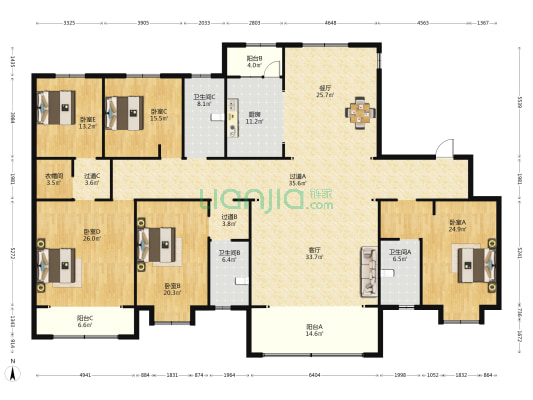 平阔台 5室2厅3卫 326平方