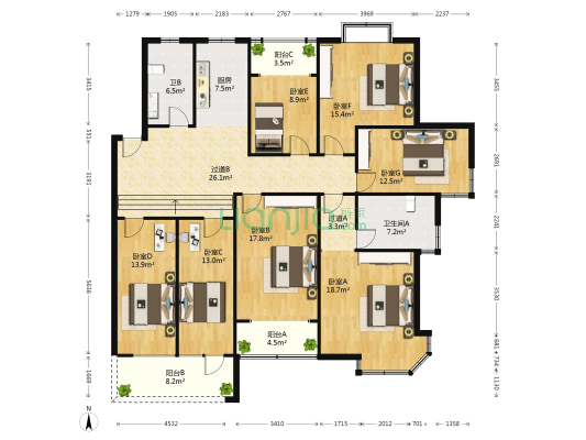 山海花园(前湾港路) 7室0厅2卫 195平方