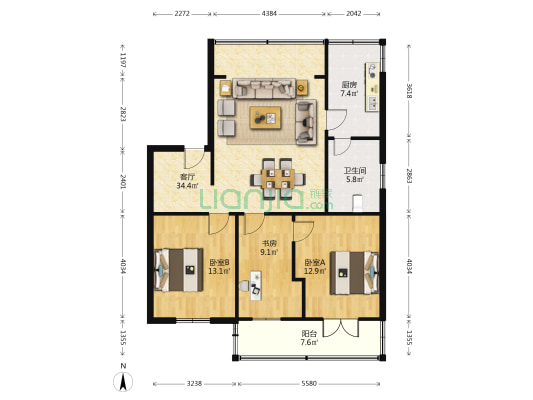 盘龙山社区城东街 3室1厅1卫 105平方