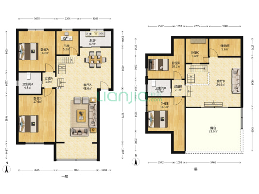 锦峰公寓 6室2厅2卫 122平方