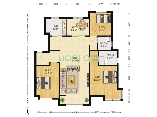 安瑞嘉园二期 3室2厅2卫 139平方