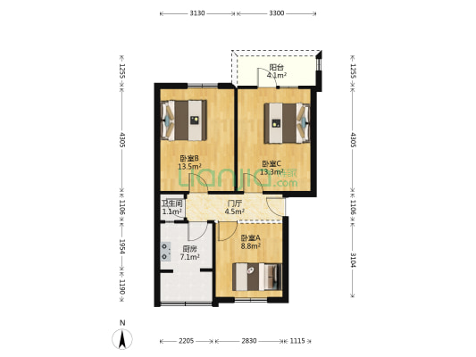 十二桥路39号 3室0厅1卫 62平方