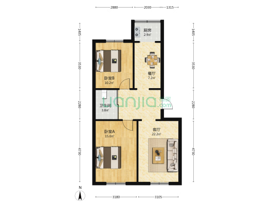 光明小区(船营区) 2室2厅1卫 79平方
