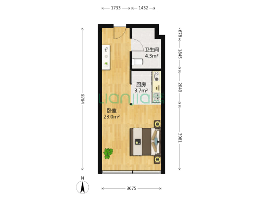 和信沪丰领地 1室0厅1卫 44平方