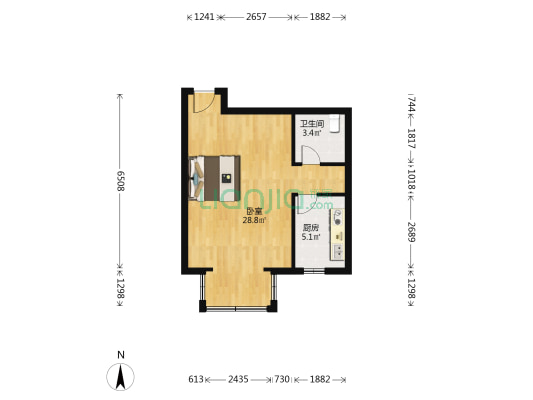 东港龙城三期 1室0厅1卫 52平方